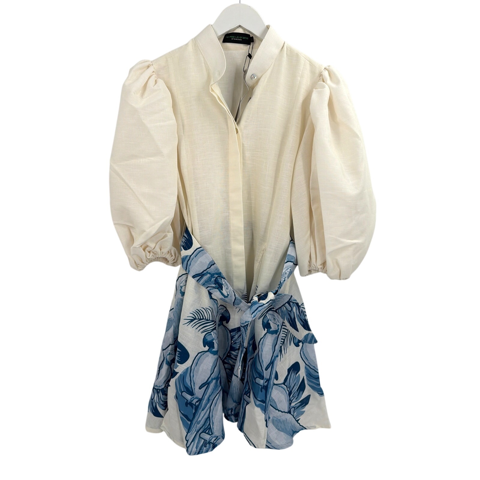 No Pise La Grama Women's Blue Macaw Print Bromelia Mini Dress Size 4 — image 5 of 8